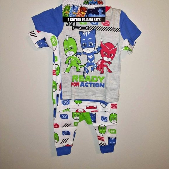 PJ masks baby toddler unisex boy girl 2 set pajamas 2T green K-364 - Picture 1 of 2